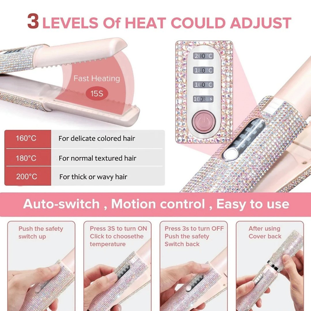 Mini portable cordless hair straightener for travel