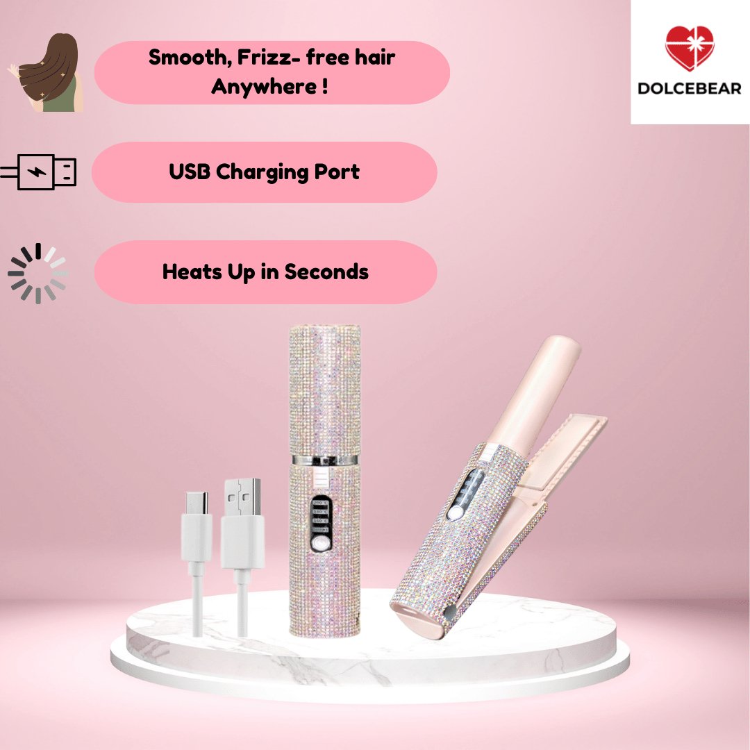 Mini portable cordless hair straightener for travel